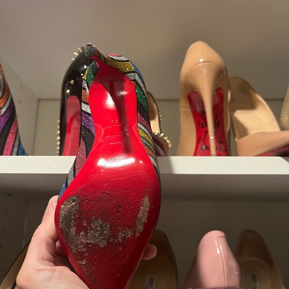 Worn Twice Christian Louboutin Pigalle Follies 100 Rainbow Glitter 36 - Picture 6 of 6